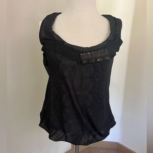 Cabi‎ Womens XS Black Jeweled Bubble Hem Tank Top